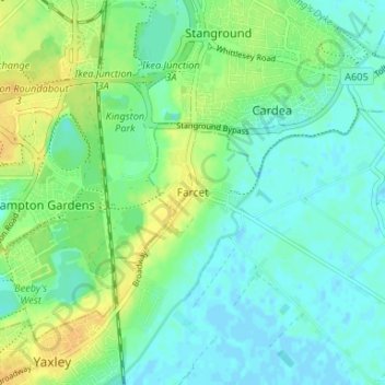 Farcet topographic map, elevation, terrain