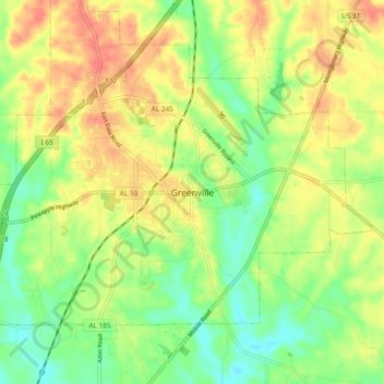 Greenville topographic map, elevation, terrain