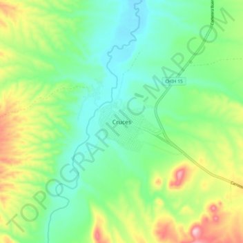 Cruces topographic map, elevation, terrain