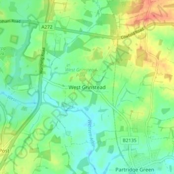 West Grinstead topographic map, elevation, terrain