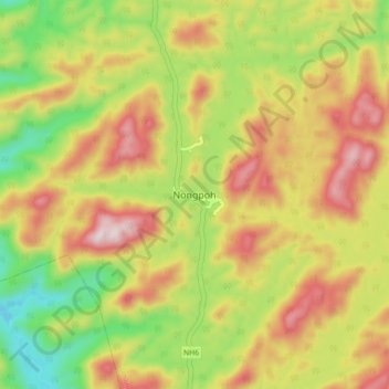 Nongpoh topographic map, elevation, terrain