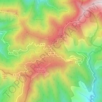 Col de Turini topographic map, elevation, terrain