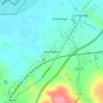 Gossington topographic map, elevation, terrain