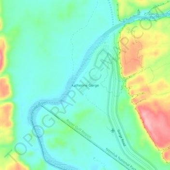 Katherine Gorge topographic map, elevation, terrain