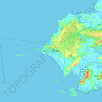 Sihanoukville topographic map, elevation, terrain