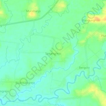 Tawangrejo topographic map, elevation, terrain