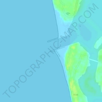 Kodi beach topographic map, elevation, terrain