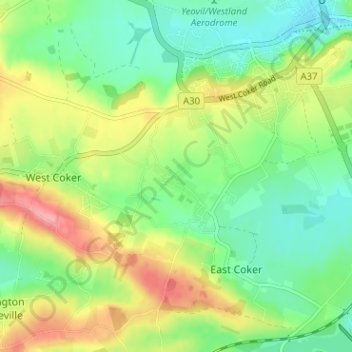 Burton topographic map, elevation, terrain