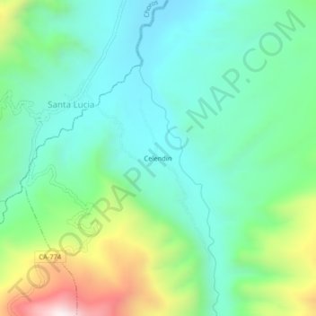 Celendin topographic map, elevation, terrain