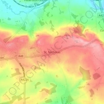 St. Nicholas topographic map, elevation, terrain