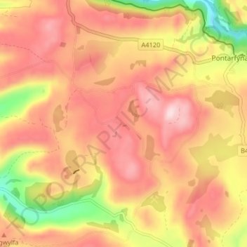 Capel Trisant topographic map, elevation, terrain