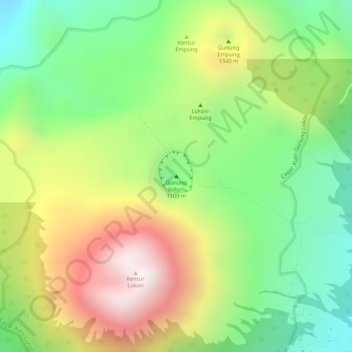 Mount Lokon topographic map, elevation, terrain