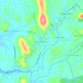 Mullankunnu topographic map, elevation, terrain