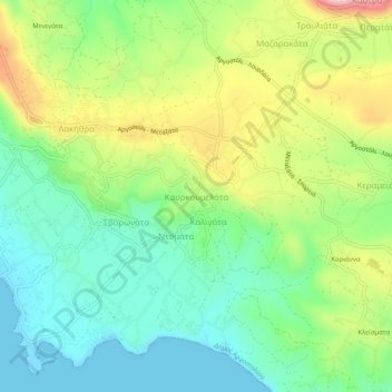 Kourkoumelata topographic map, elevation, terrain