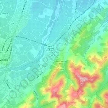 Savignano sul Panaro topographic map, elevation, terrain