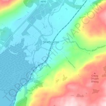 Achintee topographic map, elevation, terrain