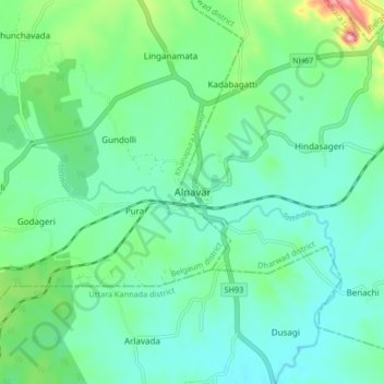 Alnavar topographic map, elevation, terrain