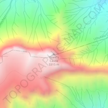 Giant's Castle topographic map, elevation, terrain