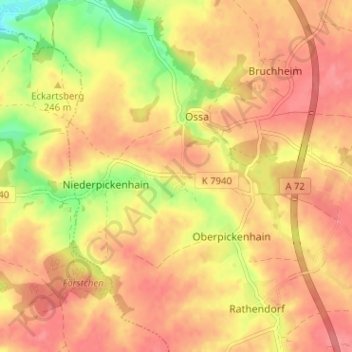 Wenigossa topographic map, elevation, terrain