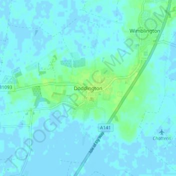 Doddington topographic map, elevation, terrain