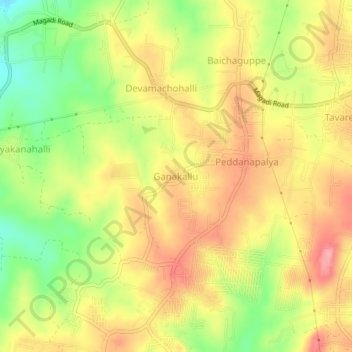 Ganakallu topographic map, elevation, terrain