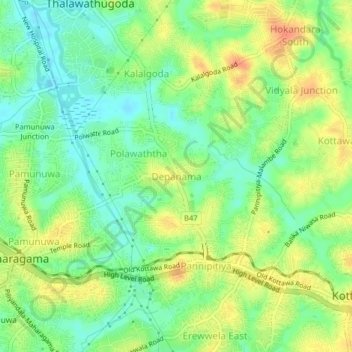 Depanama topographic map, elevation, terrain