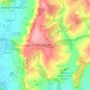 Fromes Hill topographic map, elevation, terrain