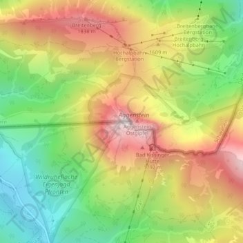 Aggenstein topographic map, elevation, terrain