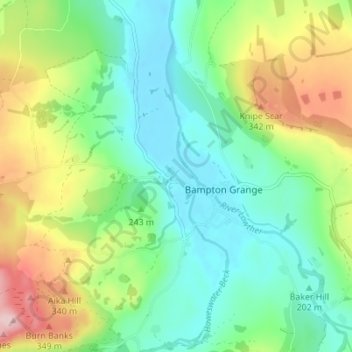 Bampton topographic map, elevation, terrain