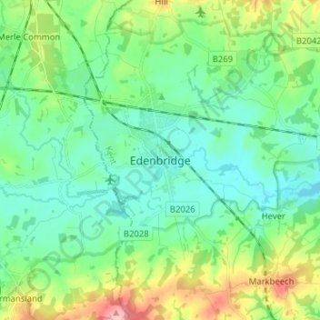Edenbridge topographic map, elevation, terrain