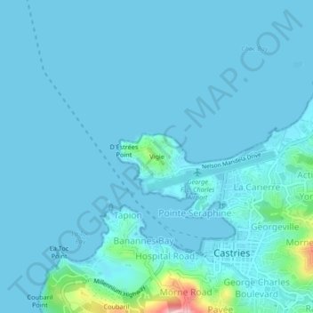 Vigie topographic map, elevation, terrain