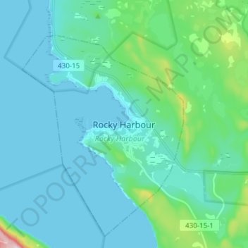 Rocky Harbour topographic map, elevation, terrain