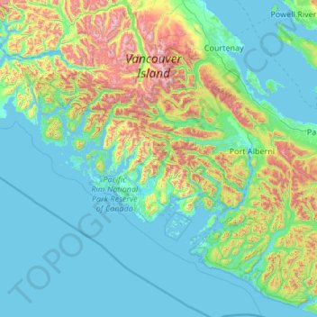 Alberni-Clayoquot topographic map, elevation, terrain
