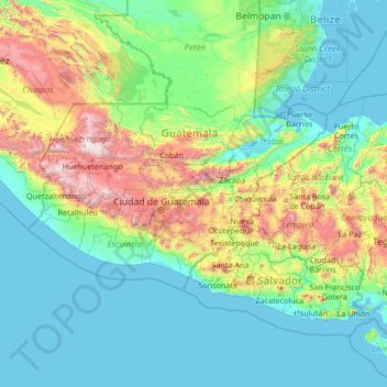 El Progreso topographic map, elevation, terrain