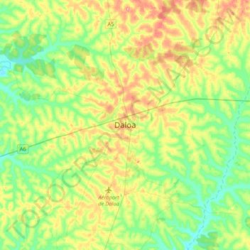 Daloa topographic map, elevation, terrain