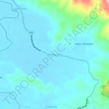 Hampipila topographic map, elevation, terrain