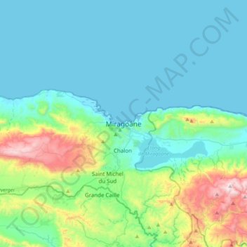 Miragoane topographic map, elevation, terrain