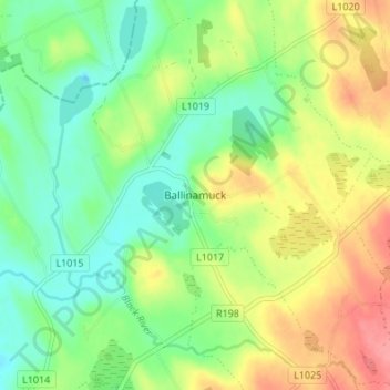 Ballinamuck topographic map, elevation, terrain