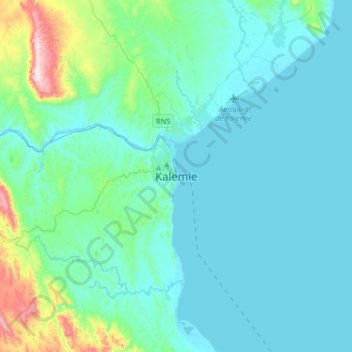 Kalemie topographic map, elevation, terrain