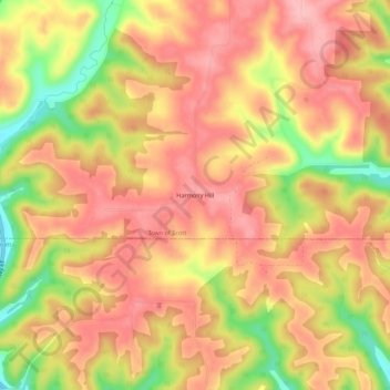 Harmony Hill topographic map, elevation, terrain