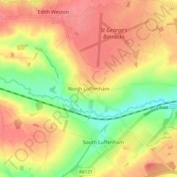 North Luffenham topographic map, elevation, terrain