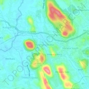 Halthotiyawatta topographic map, elevation, terrain