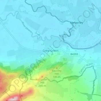 Crew Green topographic map, elevation, terrain