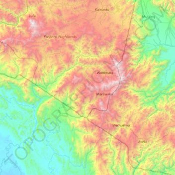 Obura Wonenara District topographic map, elevation, terrain