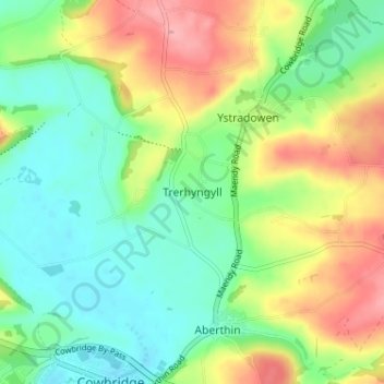 Trerhyngyll topographic map, elevation, terrain