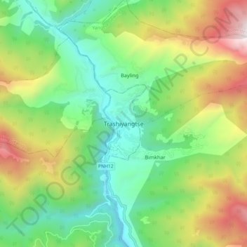 Trashiyangtse topographic map, elevation, terrain
