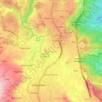 Bandarjo topographic map, elevation, terrain