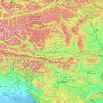 Klagenfurt Land topographic map, elevation, terrain
