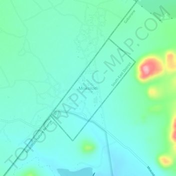 Mokolodi topographic map, elevation, terrain