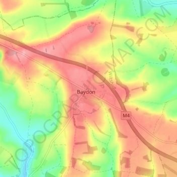 Baydon topographic map, elevation, terrain